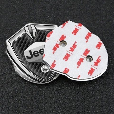 Jeep Fender Emblem Badge Silver Black Carbon Greyscale Logo