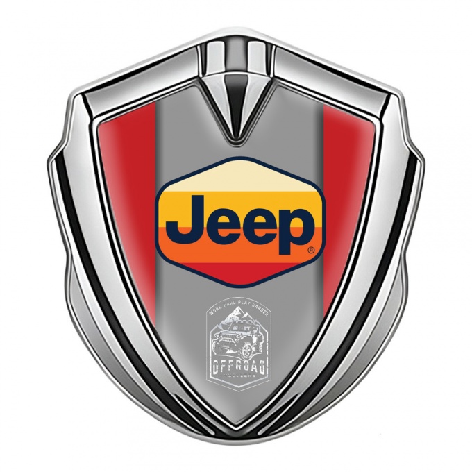 Jeep Emblem Self Adhesive Silver Red Print Multicolor Logo Edition