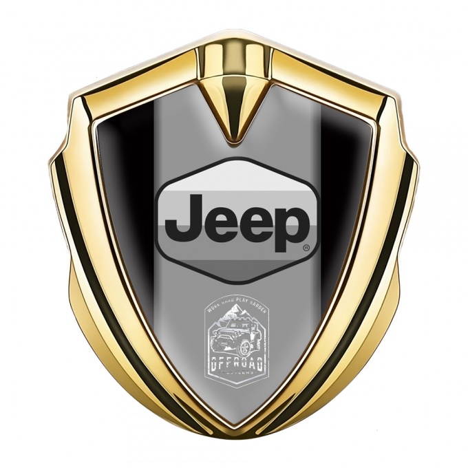 Jeep Bodyside Domed Emblem Gold Black Grey Logo Offroad Motif