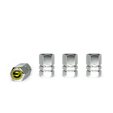 Sparco Tyre Valve Caps Chrome 4 pcs Yellow Silicone Sticker