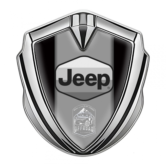 Jeep Bodyside Domed Emblem Silver Black Grey Logo Offroad Motif