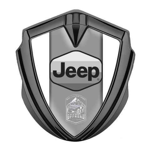 Jeep Emblem Metal Badge Graphite White Grey Logo Offroad Motif