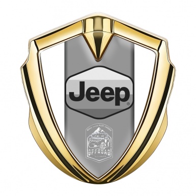 Jeep Emblem Metal Badge Gold White Grey Logo Offroad Motif