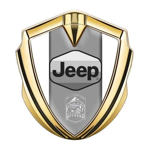 Jeep Emblem Metal Badge Gold White Grey Logo Offroad Motif