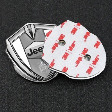 Jeep Emblem Metal Badge Silver White Grey Logo Offroad Motif