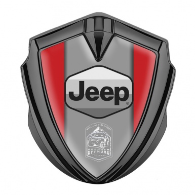 Jeep 3d Emblem Badge Graphite Red Base Grey Logo Offroad Edition