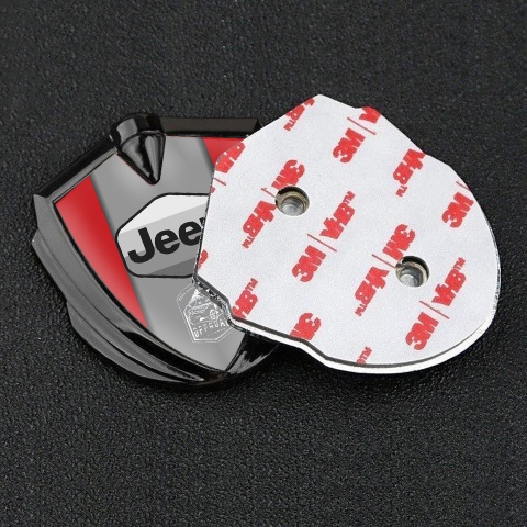 Jeep 3d Emblem Badge Graphite Red Base Grey Logo Offroad Edition