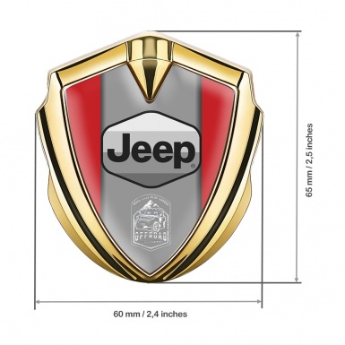 Jeep 3d Emblem Badge Gold Red Base Grey Logo Offroad Edition