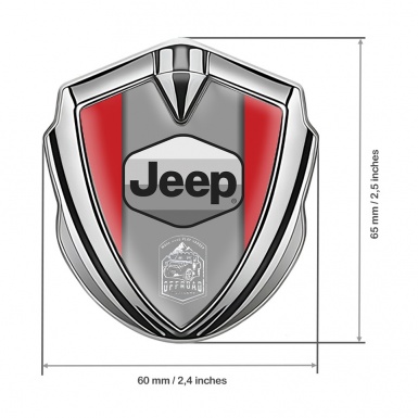 Jeep 3d Emblem Badge Silver Red Base Grey Logo Offroad Edition