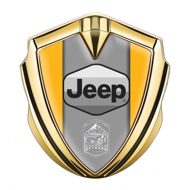 Jeep Silicon Emblem Badge Gold Yellow Frame Grey Logo Offroad Edition