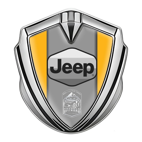 Jeep Silicon Emblem Badge Silver Yellow Frame Grey Logo Offroad Edition