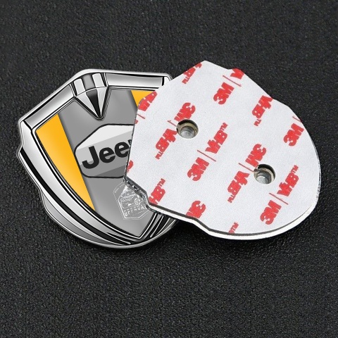 Jeep Silicon Emblem Badge Silver Yellow Frame Grey Logo Offroad Edition