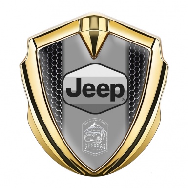 Jeep Emblem Silicon Badge Gold Steel Mesh Grey Logo Offroad Edition