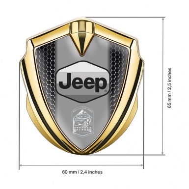 Jeep Emblem Silicon Badge Gold Steel Mesh Grey Logo Offroad Edition