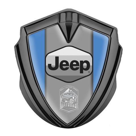 Jeep Metal Domed Emblem Graphite Blue Base Grey Logo Offroad Edition