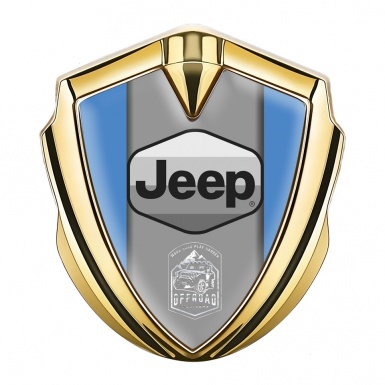 Jeep Metal Domed Emblem Gold Blue Base Grey Logo Offroad Edition