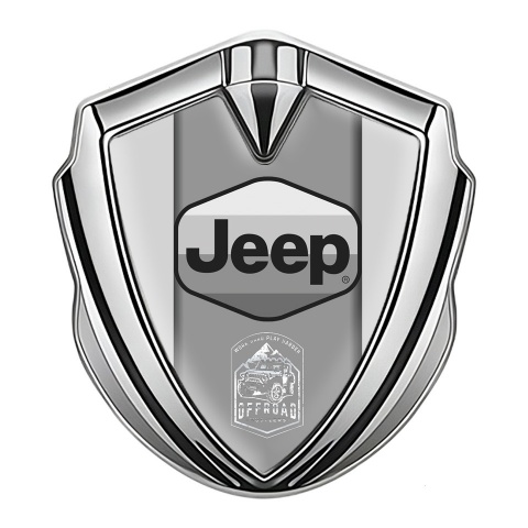 Jeep Badge Self Adhesive Silver Light Base Grey Logo Offroad Edition