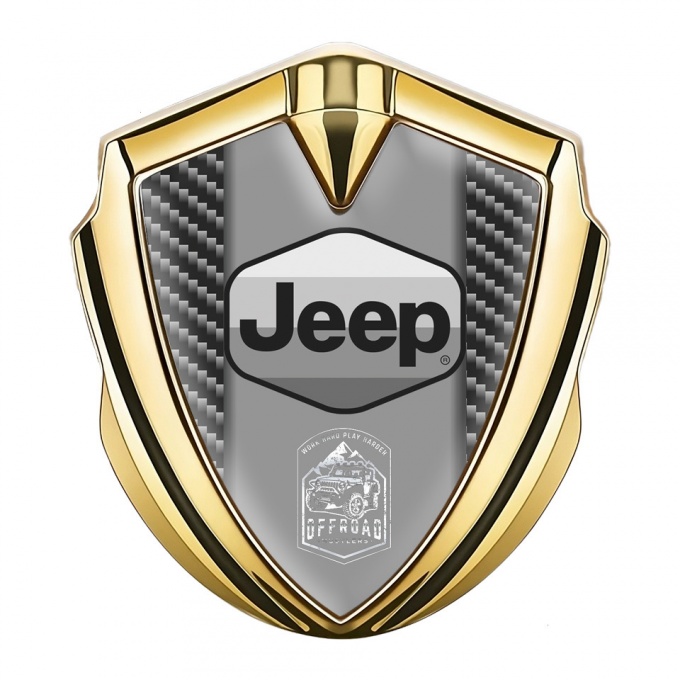 Jeep Badge Self Adhesive Gold Dark Carbon Grey Logo Offroad Edition