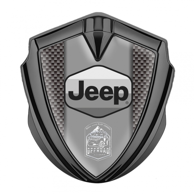 Jeep Emblem Fender Badge Graphite Carbon Fiber Grey Logo Offroad Motif