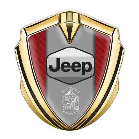 Jeep Emblem Trunk Badge Gold Red Carbon Grey Logo Offroad Motif
