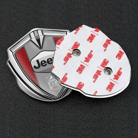 Jeep Emblem Trunk Badge Silver Red Carbon Grey Logo Offroad Motif