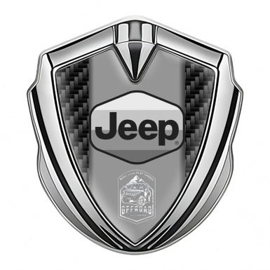 Jeep Emblem Self Adhesive Silver Black Carbon Grey Logo Offroad Motif