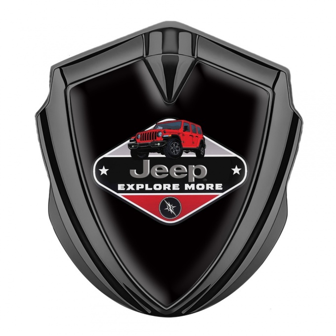 Jeep Metal Emblem Badge Graphite Black Print Wrangler Edition