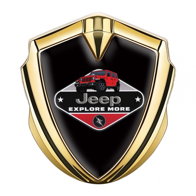 Jeep Metal Emblem Badge Gold Black Print Wrangler Edition