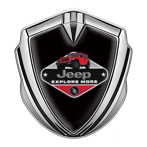 Jeep Metal Emblem Badge Silver Black Print Wrangler Edition