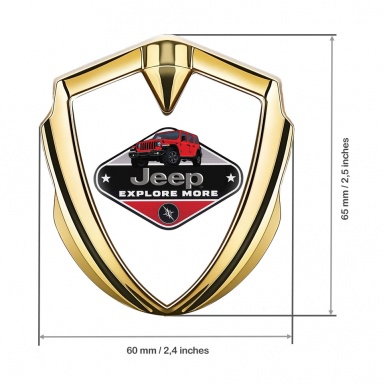 Jeep Domed Emblem Badge Gold White Print Wrangler Edition
