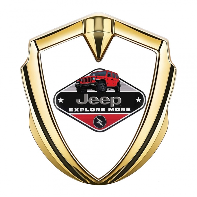 Jeep Domed Emblem Badge Gold White Print Wrangler Edition