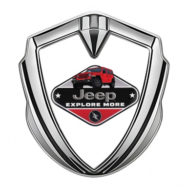 Jeep Domed Emblem Badge Silver White Print Wrangler Edition