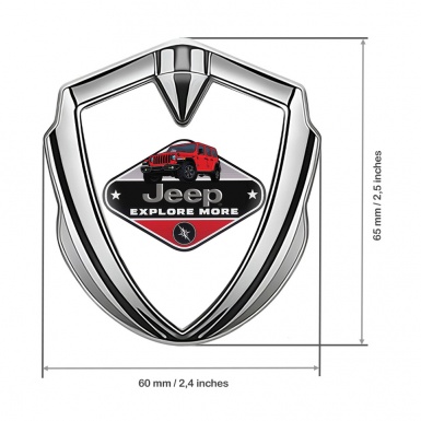 Jeep Domed Emblem Badge Silver White Print Wrangler Edition