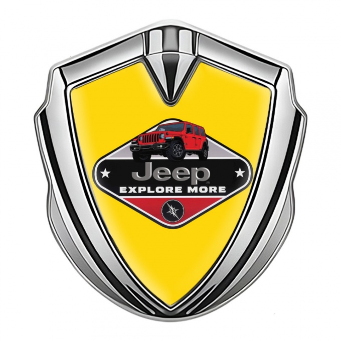 Jeep Bodyside Domed Emblem Silver Yellow Print Wrangler Edition