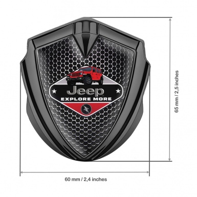 Jeep Emblem Metal Badge Graphite Perforated Grate Wrangler Edition