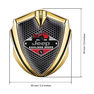 Jeep Emblem Metal Badge Gold Perforated Grate Wrangler Edition