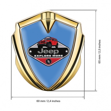 Jeep Emblem Metal Badge Gold Glacial Blue Base Wrangler Edition