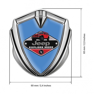 Jeep Emblem Metal Badge Silver Glacial Blue Base Wrangler Edition