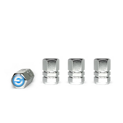 Sparco Tyre Valve Caps Chrome 4 pcs Blue Silicone Sticker