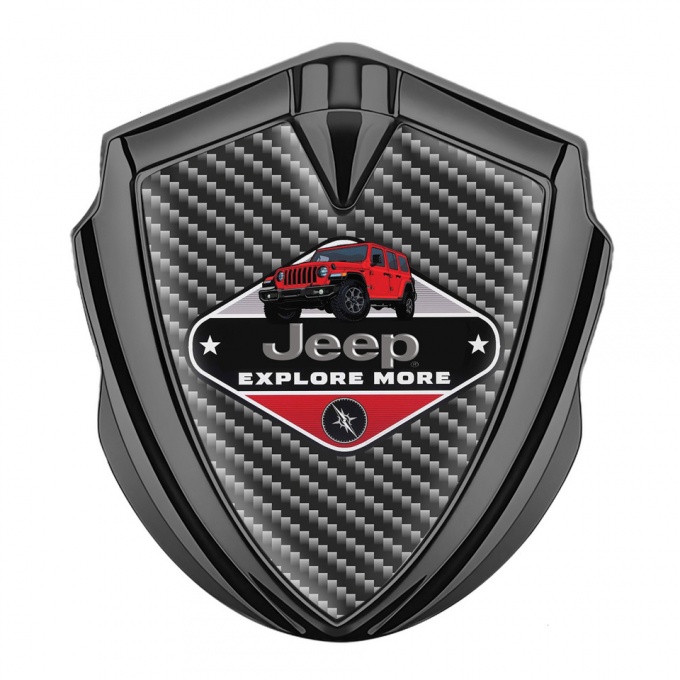 Jeep Silicon Emblem Badge Graphite Dark Carbon Base Wrangler Edition