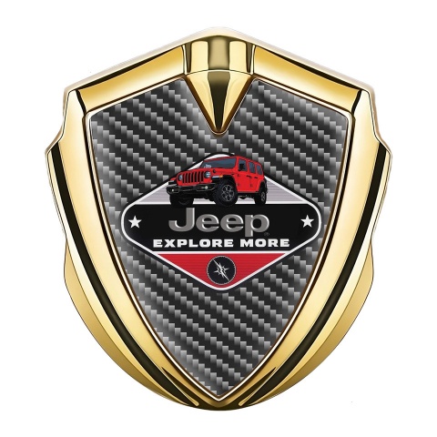 Jeep Silicon Emblem Badge Gold Dark Carbon Base Wrangler Edition