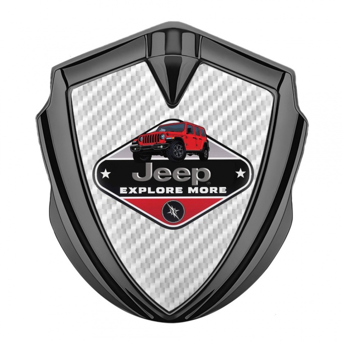 Jeep Emblem Car Badge Graphite White Carbon Base Wrangler Edition