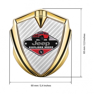 Jeep Emblem Car Badge Gold White Carbon Base Wrangler Edition