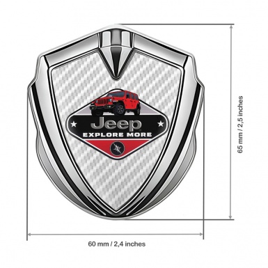 Jeep Emblem Car Badge Silver White Carbon Base Wrangler Edition
