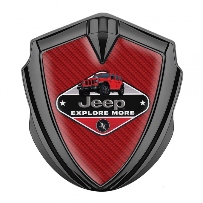 Jeep Emblem Silicon Badge Graphite Red Carbon Base Wrangler Edition