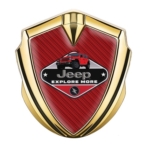 Jeep Emblem Silicon Badge Gold Red Carbon Base Wrangler Edition