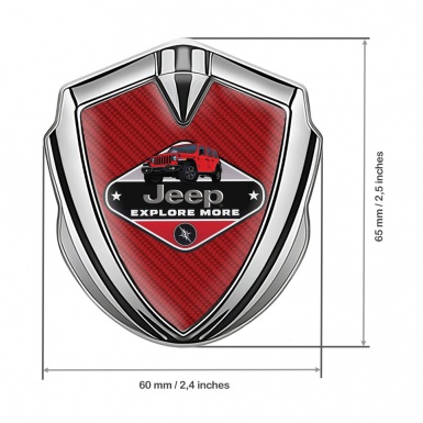 Jeep Emblem Silicon Badge Silver Red Carbon Base Wrangler Edition