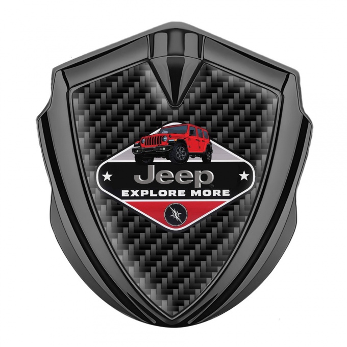 Jeep Metal Domed Emblem Graphite Black Carbon Base Wrangler Edition