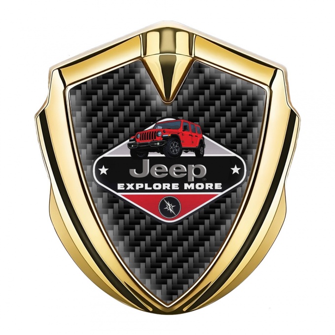 Jeep Metal Domed Emblem Gold Black Carbon Base Wrangler Edition