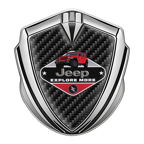 Jeep Metal Domed Emblem Silver Black Carbon Base Wrangler Edition
